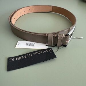 Banana Republic Neutral Taupe Leather Belt with Silver Buckle